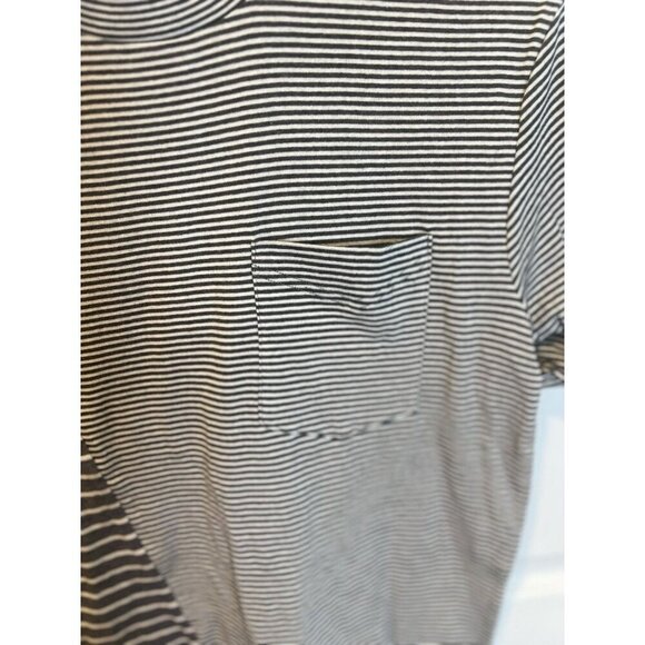 Blank NYC Asymmetrical Striped Top Medium Black White Crew Neck 100% Cotton NWT - Picture 3 of 8